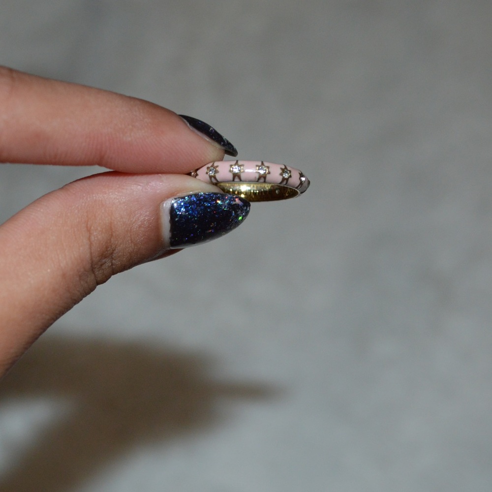 BaubleBar pink enamel ring